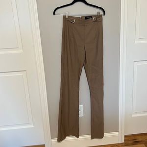 White fox boutique boot cut brown pants with silver buckles